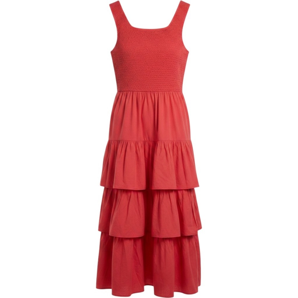 Rhode Pink Smocked Ruffle Tiered Maxi Dress Organic Cotton Size‎ Large